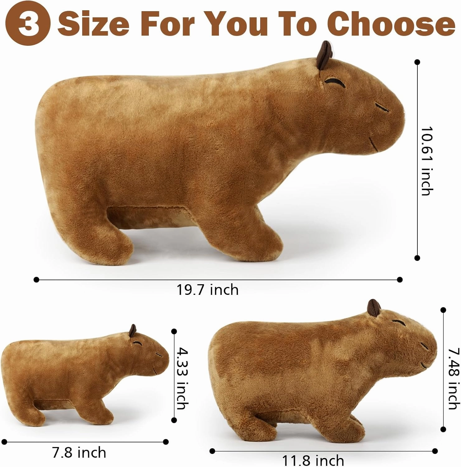 Capybara Plush Toy Pillow, Stuffed Animal, Plushie - 19.7 inches