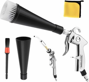 Car Cleaning Gun Detailing Interior Dryer Air Blow Gun with 2 Set Nozzle,Car Detailing Kits Interior Cleaner for Vehicle Upholstery Carpet Seat Works with Air Compressor