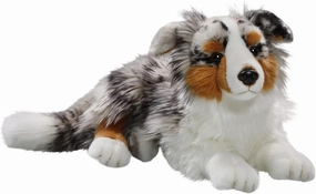 Carl Dick Australian Shepherd Dog Lying 17 inches, 45cm, Plush Toy, Soft Toy, Stuffed Animal 3434