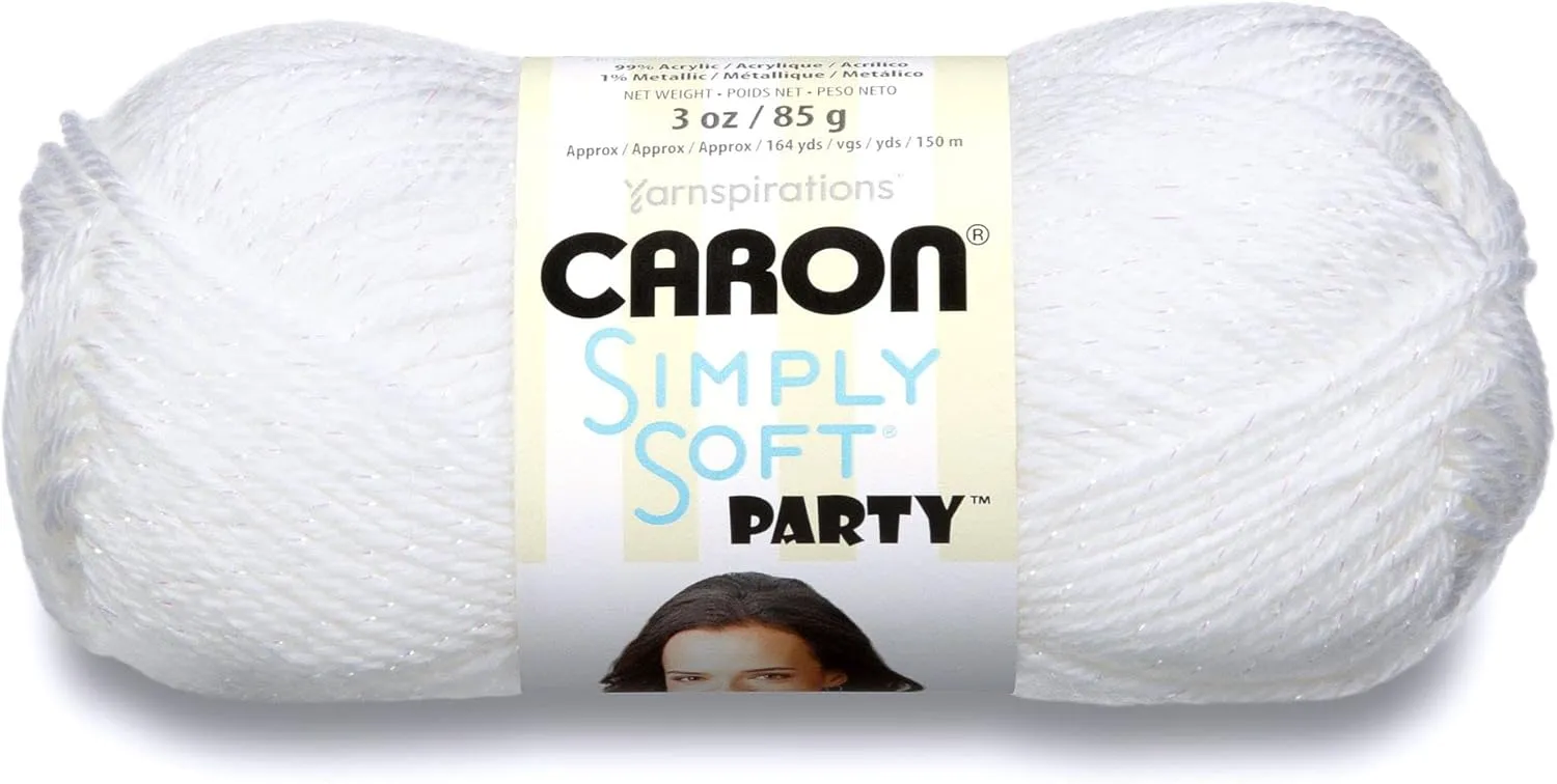 Caron Simply Soft Party Snow Sparkle Yarn - 3 Pack of 85g/3oz - Acrylic - 4 Medium (Worsted) - 164 Yards - Knitting/Crochet