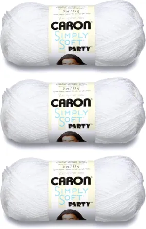 Caron Simply Soft Party Snow Sparkle Yarn - 3 Pack of 85g/3oz - Acrylic - 4 Medium (Worsted) - 164 Yards - Knitting/Crochet
