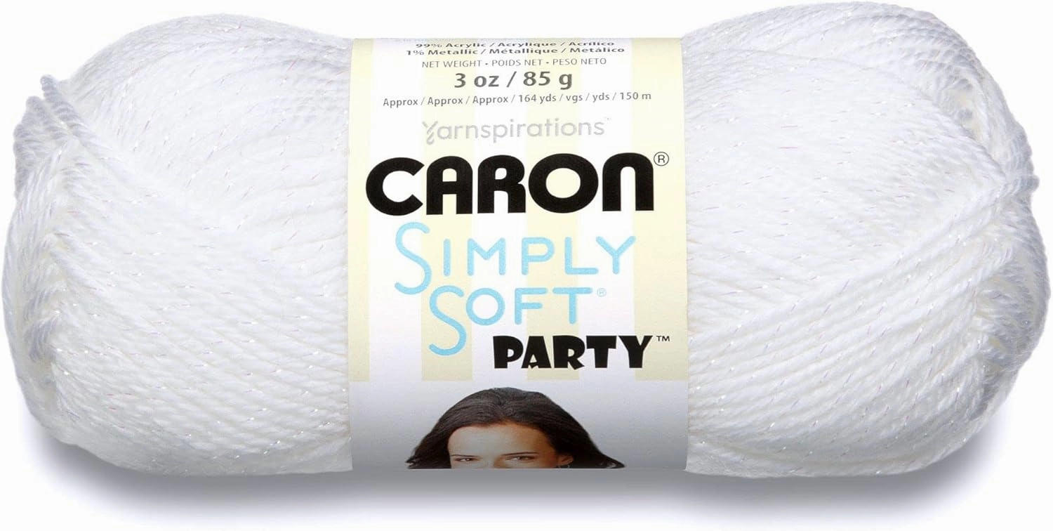 Caron Simply Soft Party Snow Sparkle Yarn - 3 Pack of 85g/3oz - Acrylic - 4 Medium (Worsted) - 164 Yards - Knitting/Crochet