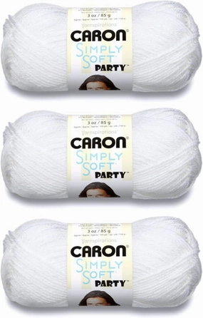 Caron Simply Soft Party Snow Sparkle Yarn - 3 Pack of 85g/3oz - Acrylic - 4 Medium (Worsted) - 164 Yards - Knitting/Crochet