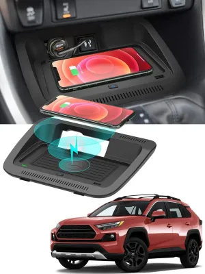 CarQiWireless 2025 2024 2023 Upgrades Wireless Charger for Toyota RAV4 Accessories 2024-2019 2022 2021 2020, OEM Style Wireless Phone Charging Pad for Toyota RAV4 LE/XLE/TRD/Off-Road/XSE/SE/XSE