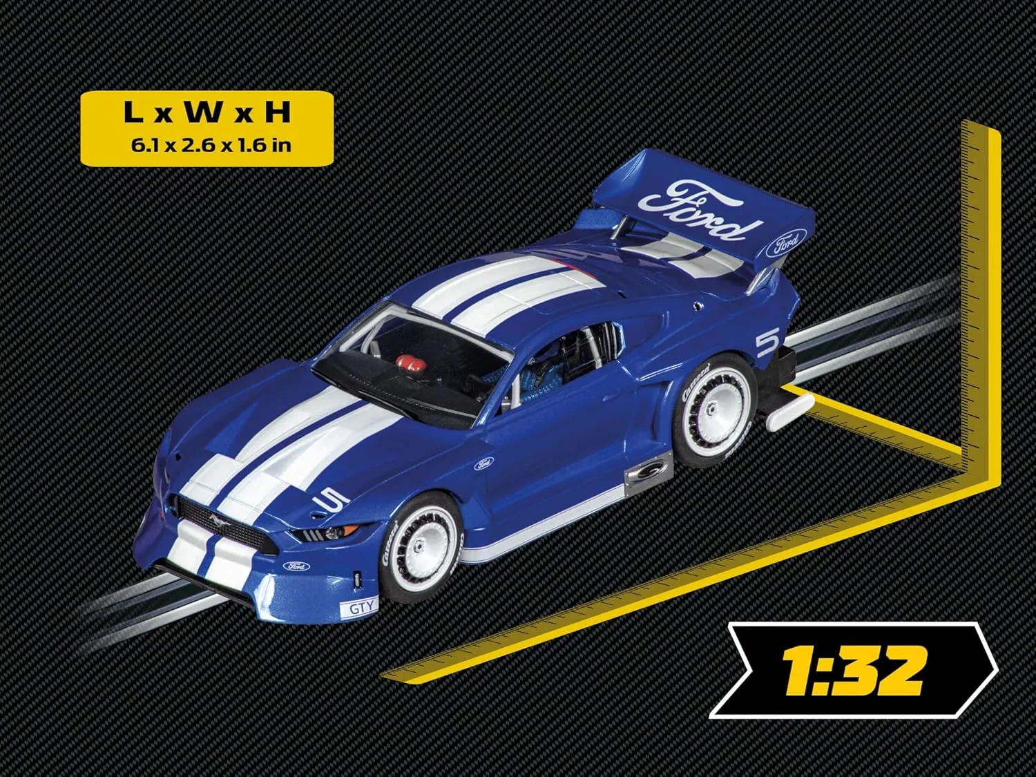 Carrera 27751 Ford Mustang GTY No.5 1:32 Scale Analog Slot Car Racing Vehicle Evolution Slot Car Race Tracks