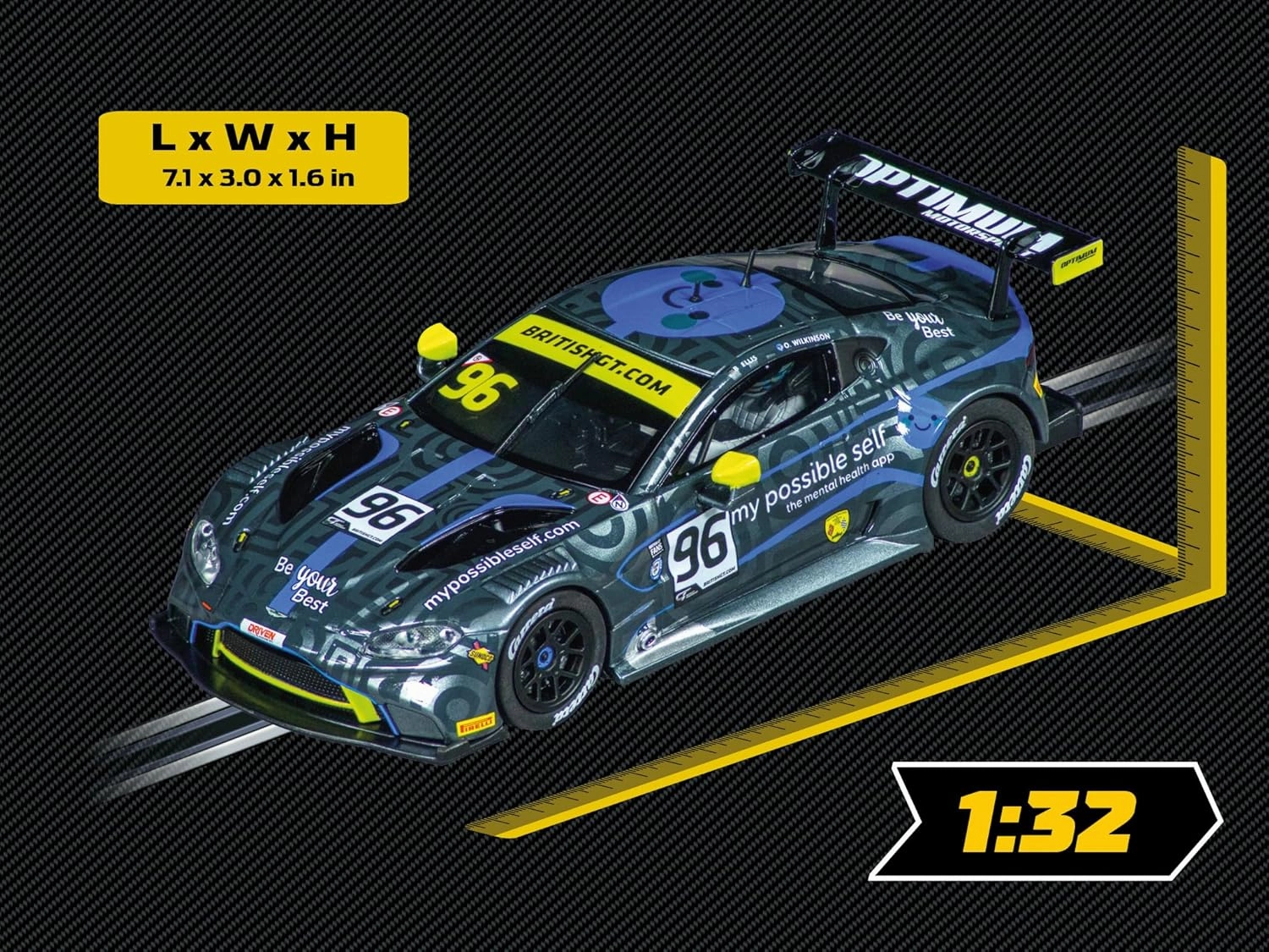 Carrera 27696 Aston Martin Vantage GT3 Optimum Motorsport No.96 1:32 Scale Analog Slot Car Racing Vehicle Evolution Slot Car Race Tracks