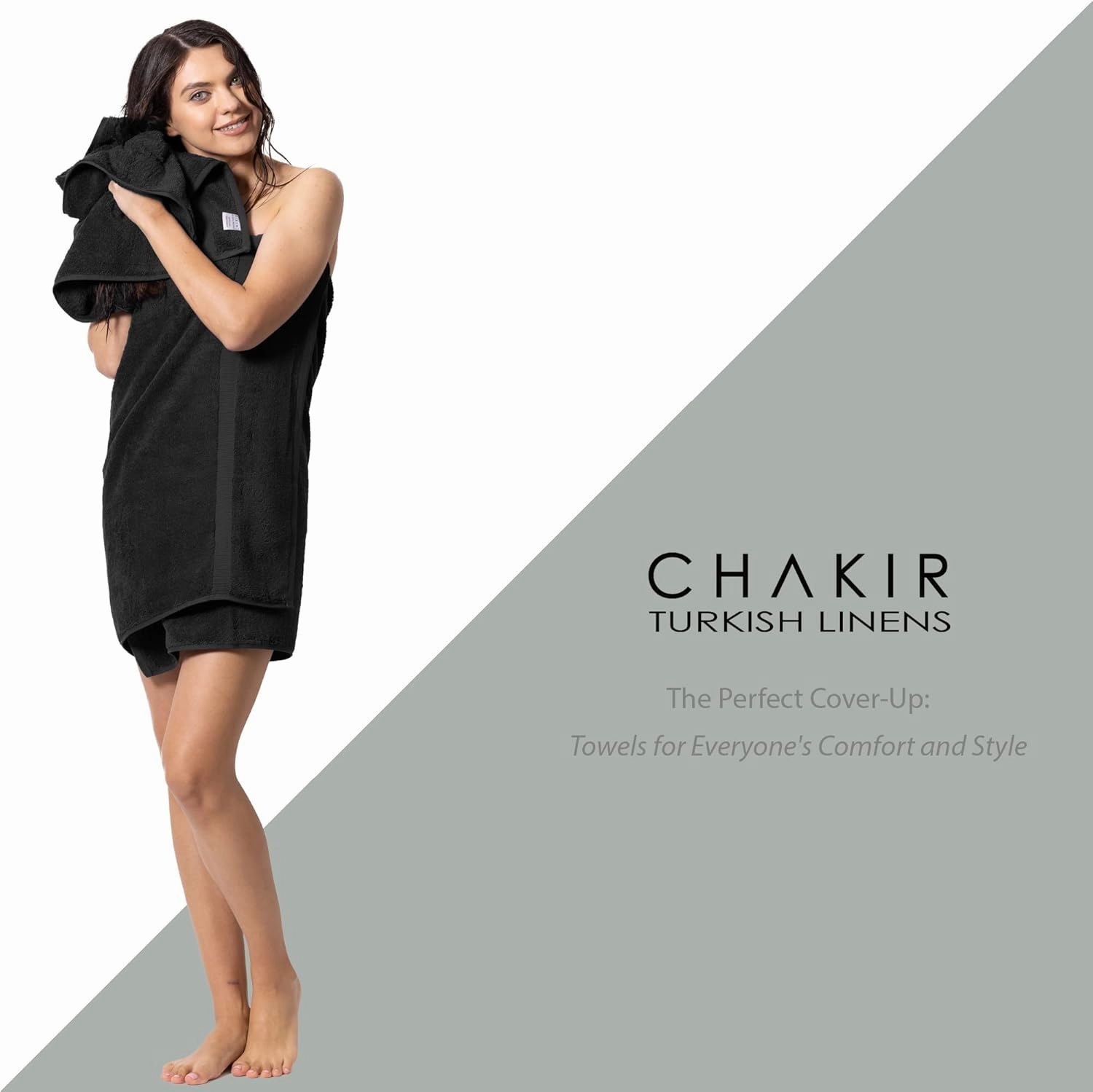 Chakir Turkish Linens Premium Cotton Absorbent Turkish Towels (Bath Towel - Set of 4, Black)