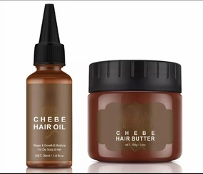 Chebe Hair Growth Oil & Butter Set – Deep Moisturizing Treatment with African Chebe Powder Serum – Supports Hair Regrowth, Repairs Damage & Reduces Hair Loss – Suitable for All Hair Types