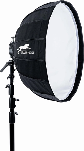 Cheetah Stand QSB-26 (Profoto Screw Type) w/Egg Crate Grid and Quick Release Umbrella Style Softbox - Compatible with Bowens, Godox, Profoto, Alienbees, Glow, Elinchrom, Flashpoint Strobes