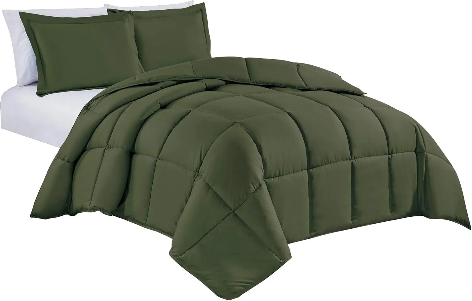 Chezmoi Collection 3-Piece Down Alternative Comforter Set (Oversized King, Cypress Green)