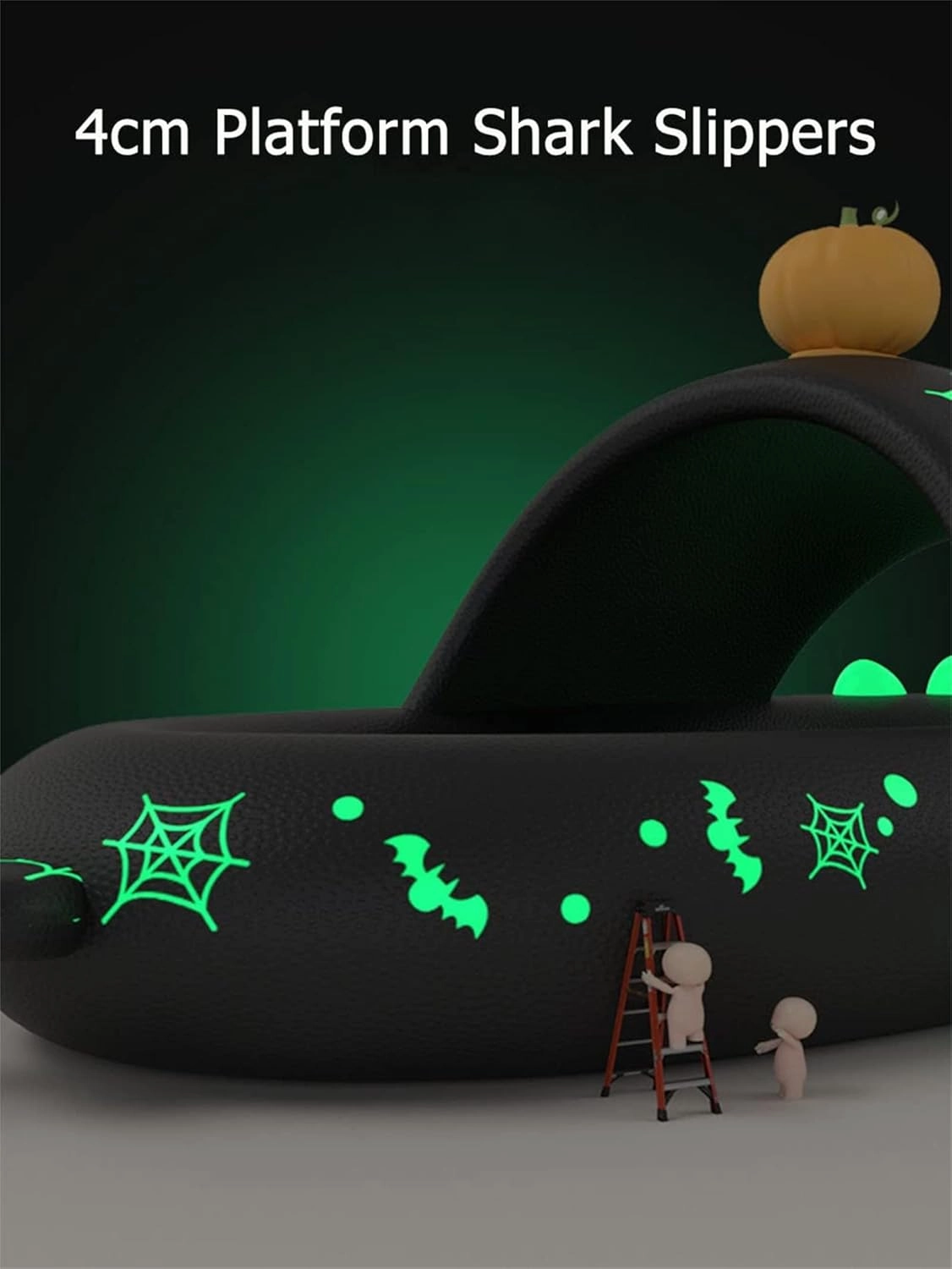 Christmas Shark Slides,Santa Shark Slides,Spooky Shark Slides Glow In The Dark For Men Women,3D Cloudy Shark Slippers