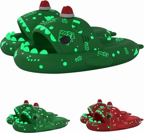 Christmas Shark Slides,Santa Shark Slides,Spooky Shark Slides Glow In The Dark For Men Women,3D Cloudy Shark Slippers