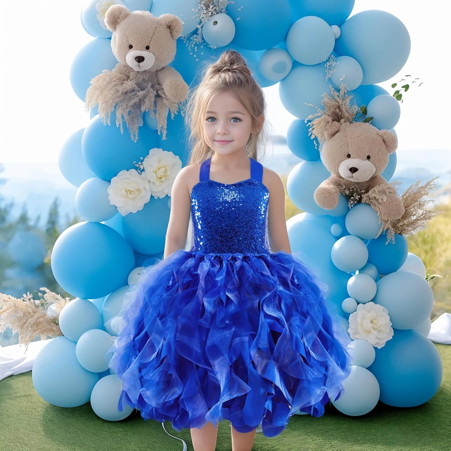 Christmas Tutu Dress for Girls Sequin Tulle Fairy Ball Dresses for Toddler Kid Little Girl Fancy Sparkly Birthday Outfit