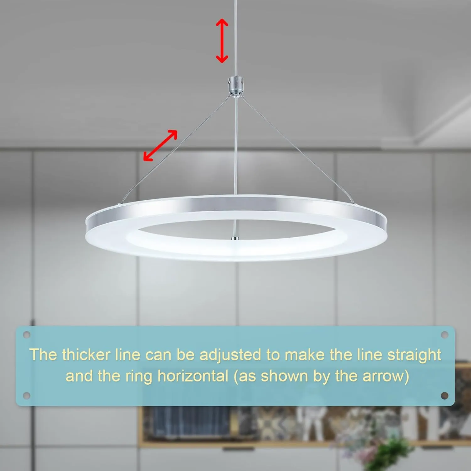 CHYING LED Pendant Light 3 Pack Modern Kitchen Island Lighting Silver Ring Chandelier 6500K Cool White Adjustable Height Circular Hanging Light Fixture for Dining Room Living Room Hallway