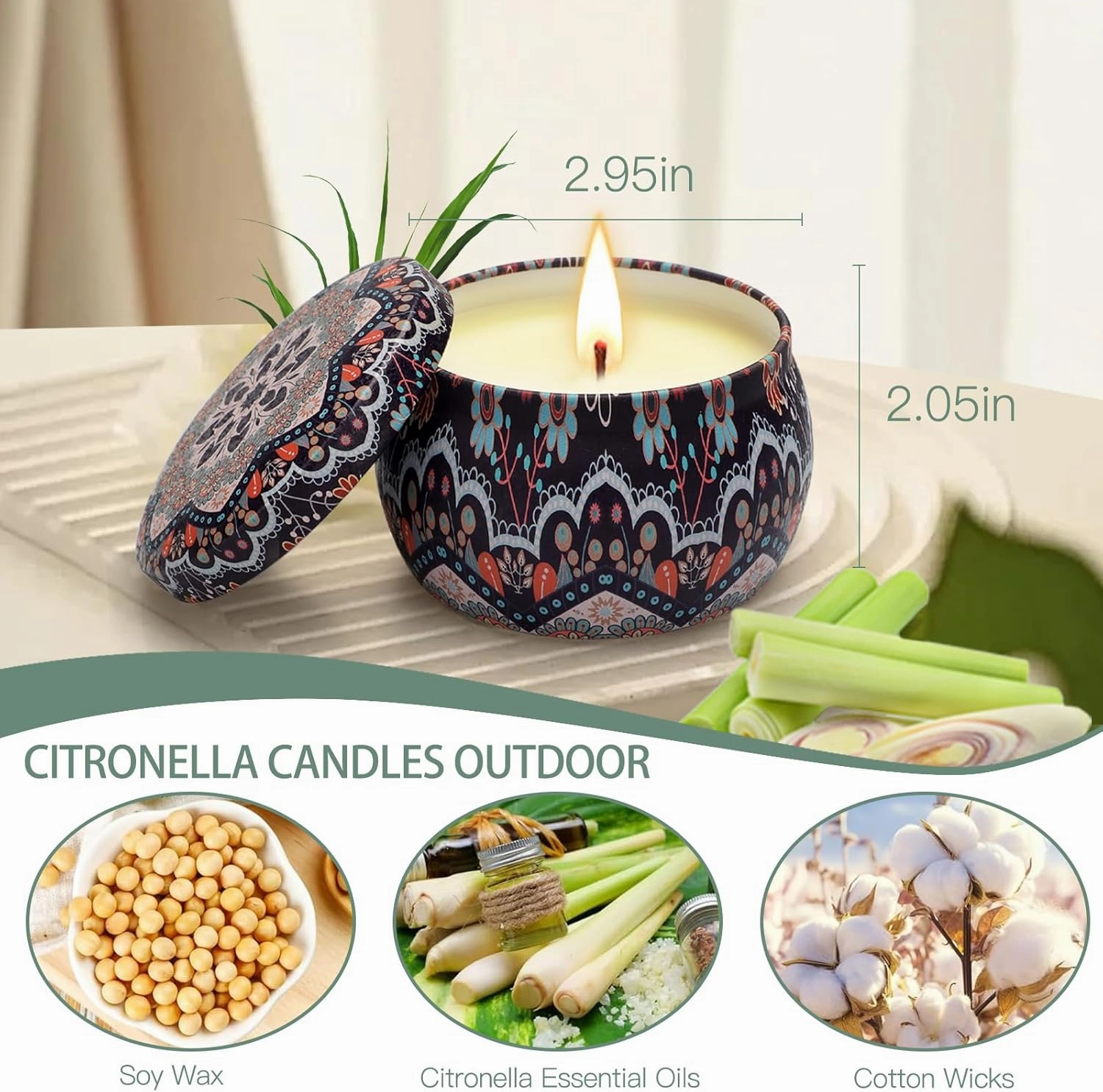 Citronella Candles Outdoor, 12 Pack (3 Gift Boxes) Citronella Candle – 52.8 Oz Scented Candles Gift Set, Up to 360H Burning for Garden, Patio & Mosquito-Free Evenings – Great Gifts for Summer