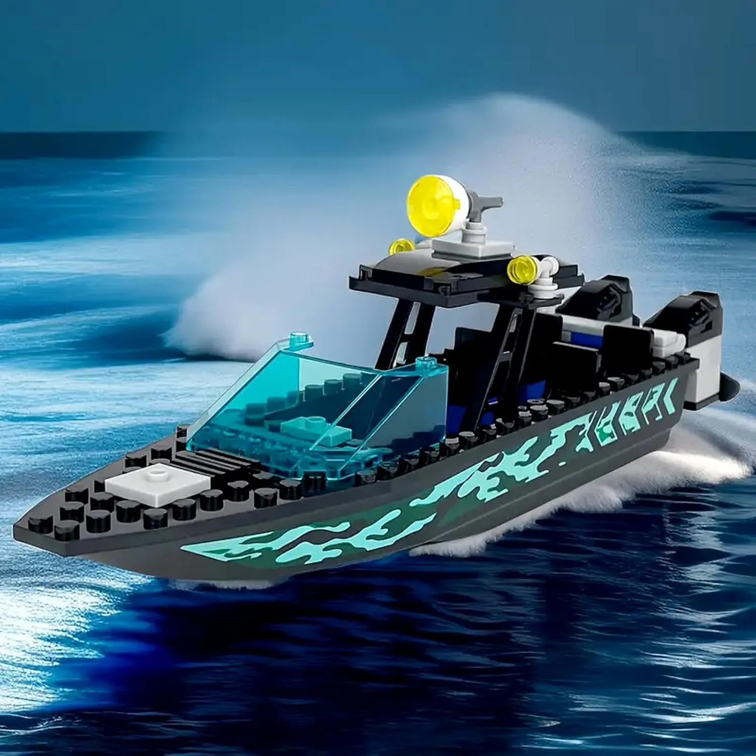 City Coast Guard Boat and Ships Building Blocks Sets, Police Boat, Rescue Boat, Guard Boat, Patrol Boats, Fishing Boat and Rescure Helicopter, Fun Gifts for Boys and Girls (Speed Boat)