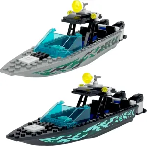 City Coast Guard Boat and Ships Building Blocks Sets, Police Boat, Rescue Boat, Guard Boat, Patrol Boats, Fishing Boat and Rescure Helicopter, Fun Gifts for Boys and Girls (Speed Boat)