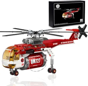 City Fire Rescue Helicopter Toy Building Block(388pcs)Set with Pilot Fire Plane Station Technic Kit Bricks Action Figure Collection Display Gift for Kids Adults Christmas Birthday Age for 891011121314
