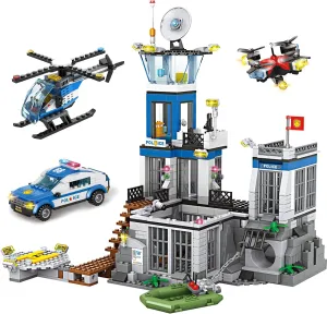 City Police Prison Island Building Blocks Set, Police Station Building Toy Kit with Police Car Drone Helicopter Boats, Best Preschool Toys Gift for Kids, Boys, and Girls Aged 6  (946 Pieces)