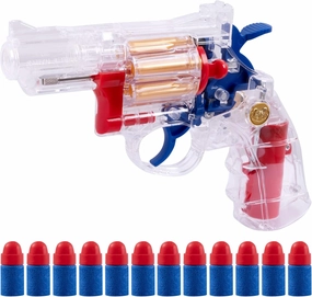 Clear Housing Toy Revolver Foam Blaster with Elite Soft Foam Darts for Nerf Guns Toys Gun Set for Kids Ages 5 6 7 8 Short