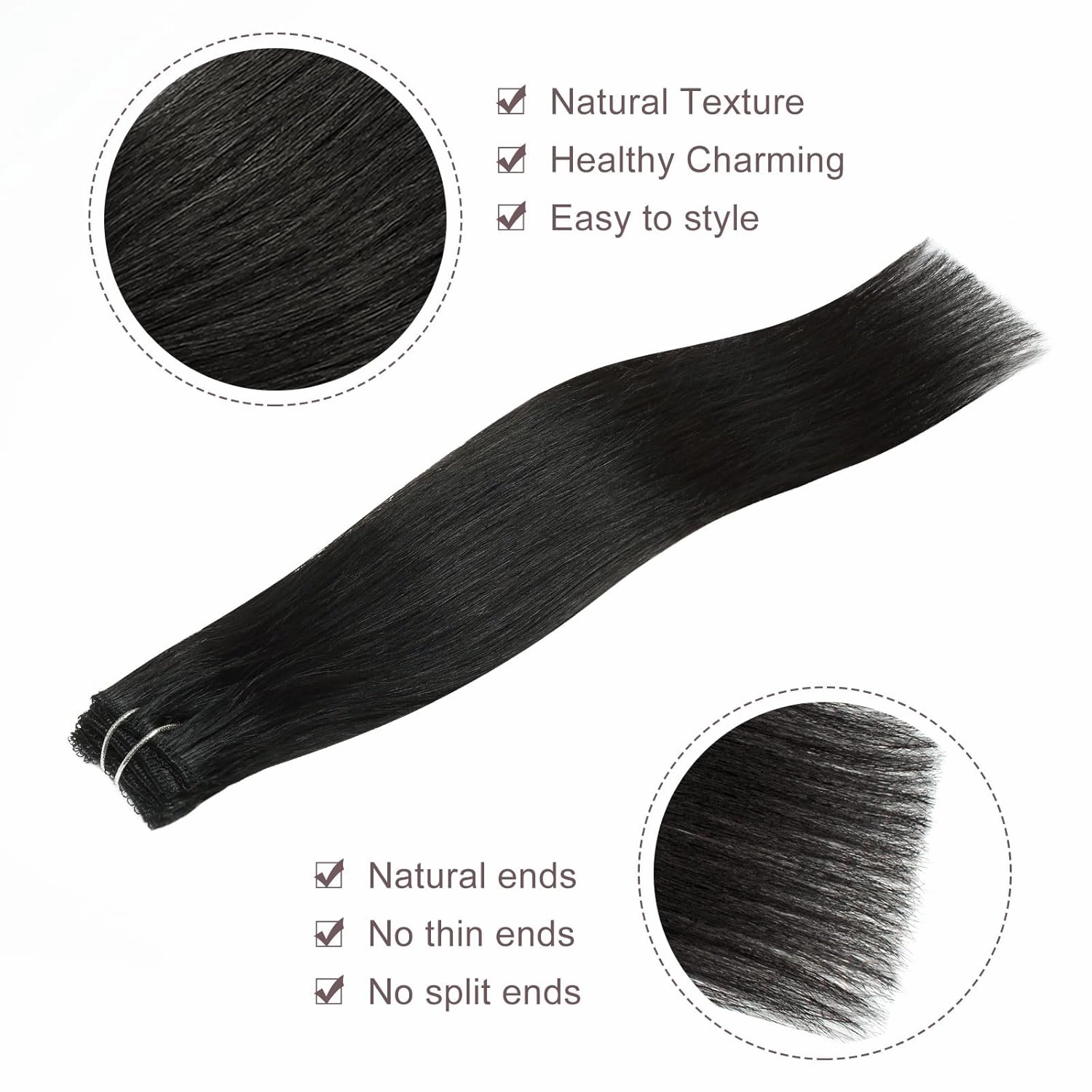 clip in Hair Extensions Natural Black Real Human Hair 14inch 30g 5pcs to add volume Remy Human Hair Extensions