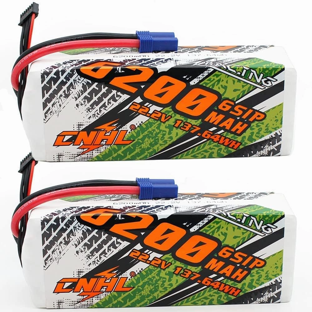CNHL 22.2V 6200mAh 6S Lipo Battery 90C with EC5 Plug for RC Airplane RC Quadcopter Helicopter Battery RC Car Truck Boat Airplane(2packs)