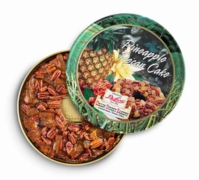 Collin Street Bakery Pineapple Pecan Cake in Collectible Gift Tin - 115 Regular Size 7” Cake with Pecans, Pineapple, & Honey