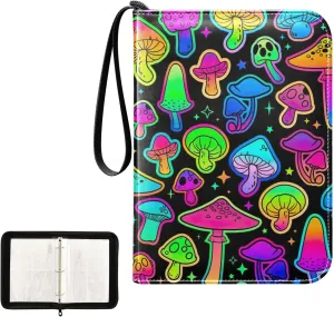 Colorful Mushrooms Bright Collectible Card Binder, 3 Ring Trading Card Binder 400 Cards Capacity for Sports Cards, Game Cards