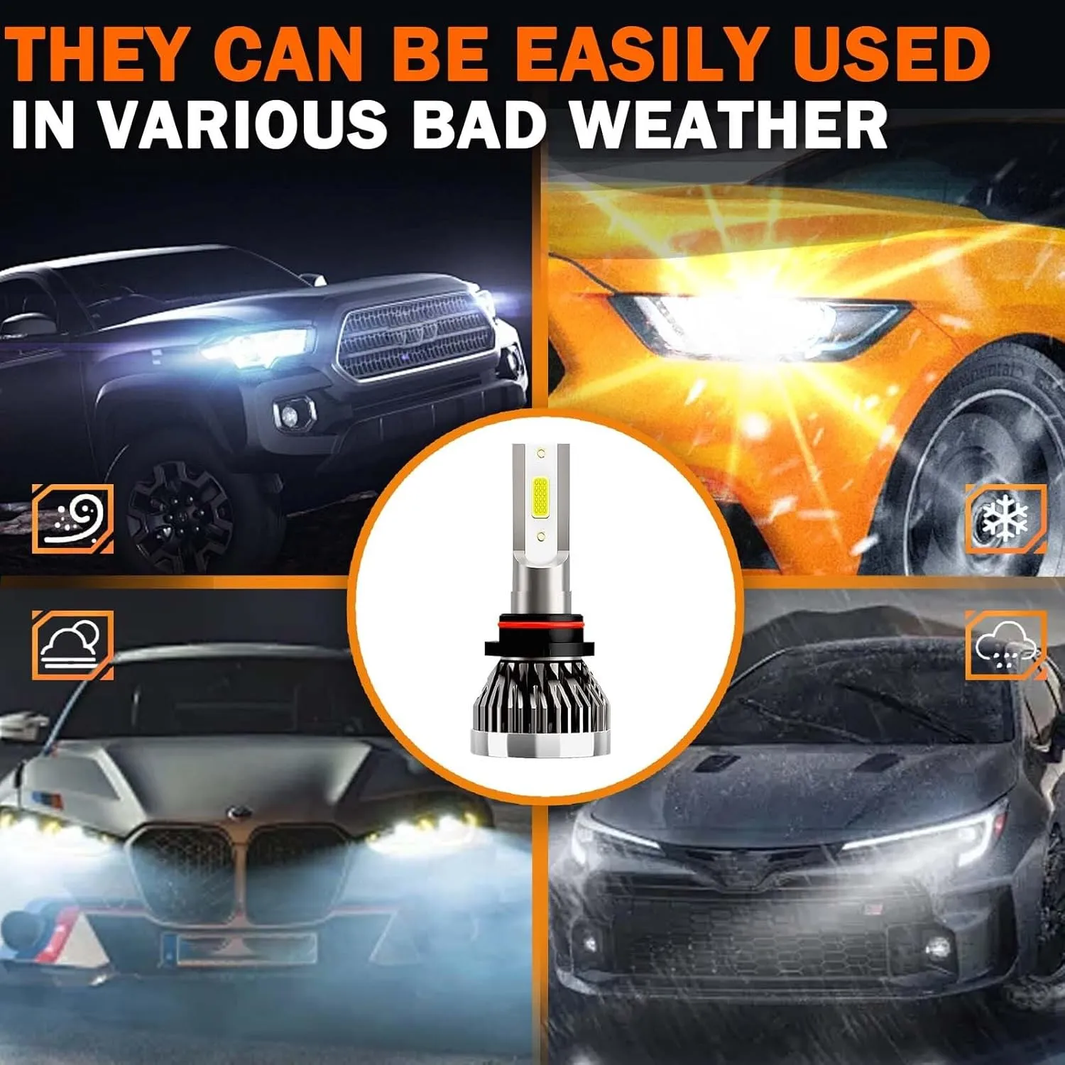 Compatible For Chevy Silverado 1500 2500 3500HD 2007-2015 bulbs, 9005 High Beam   H11 Low Beam   5202 Fog Light Bulbs Combo, 600% Brightness 6500K White, Plug and Play, Pack of 6