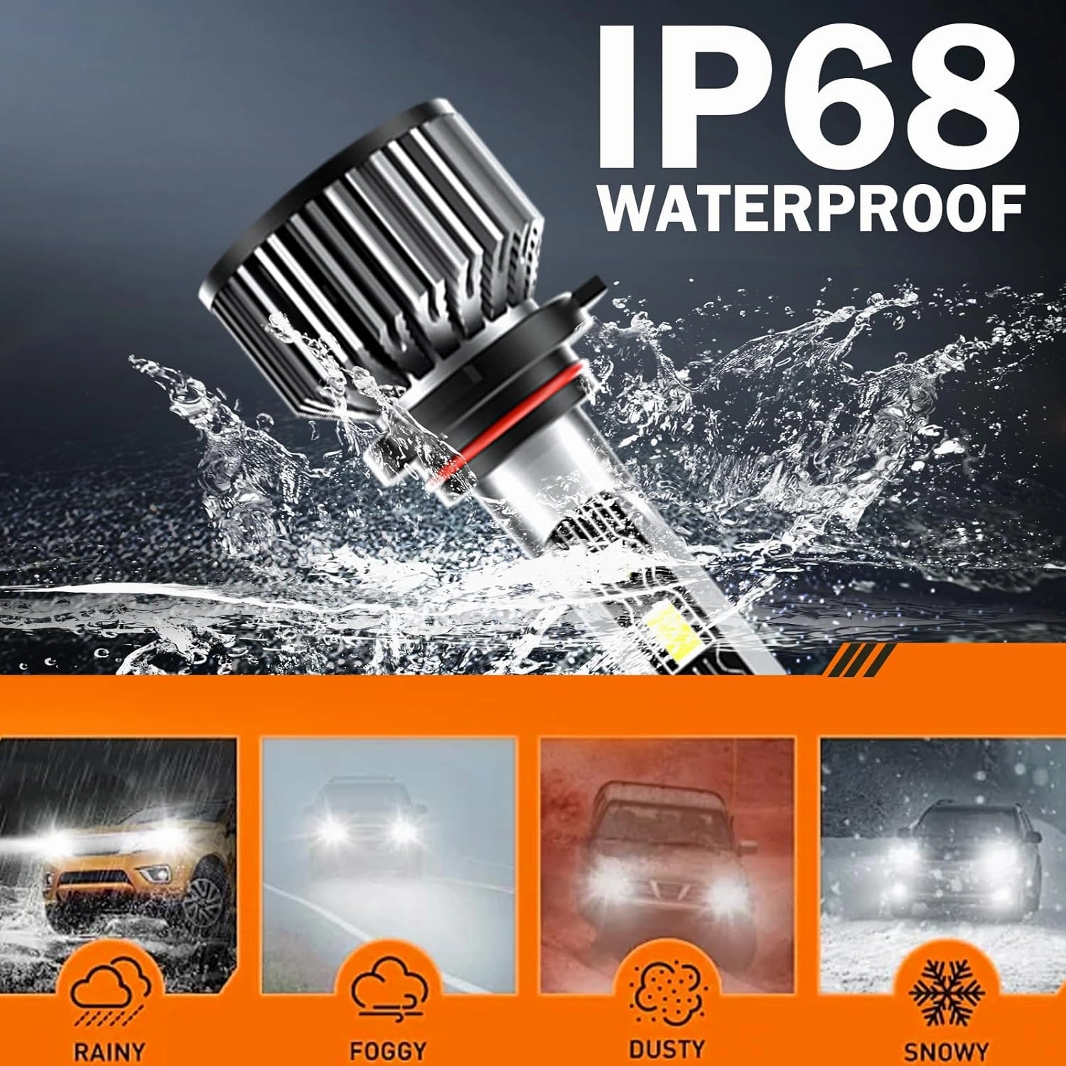 Compatible for GMC Sierra 1500 2014 2015 Bulbs, 9012 High & Low Beam, 600% Brightness 6500K White 40000LM IP68, Plug and Play, Pack of 2