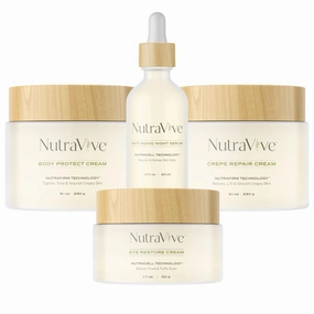 Complete Skin Revitalization Set: Crepe Repair Cream (8.1 Oz), Crepe Body Protect Cream (8.1 Oz), Anti-Aging Night Serum (1.7 Fl Oz) & Eye Restore Cream (1.7 Fl Oz) - Reduce Fine Lines, Wrinkles