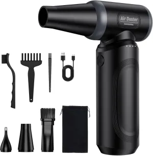 Compressed Air Duster,Electric Air Duster for PC/Keyboard Cleaning Kit,3 Gear Adjustable 300000 RPM Cordless Jet Dry Blower Air Blower for Car,Computer Duster for Cleaning（Ultimate,Inky Gray）