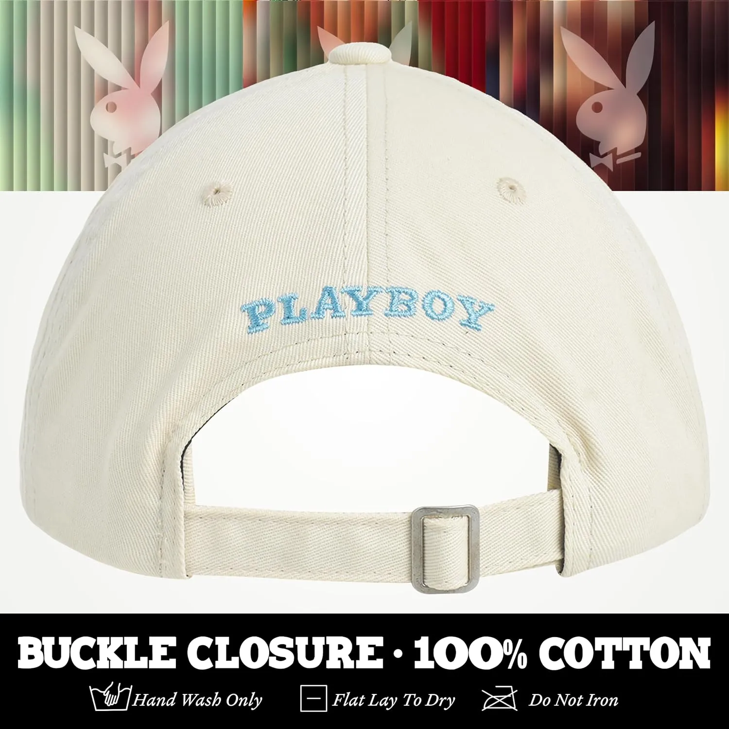 Concept One Playboy Dad Hat, Cotton Twill Adjustable Baseball Cap with Curved Brim