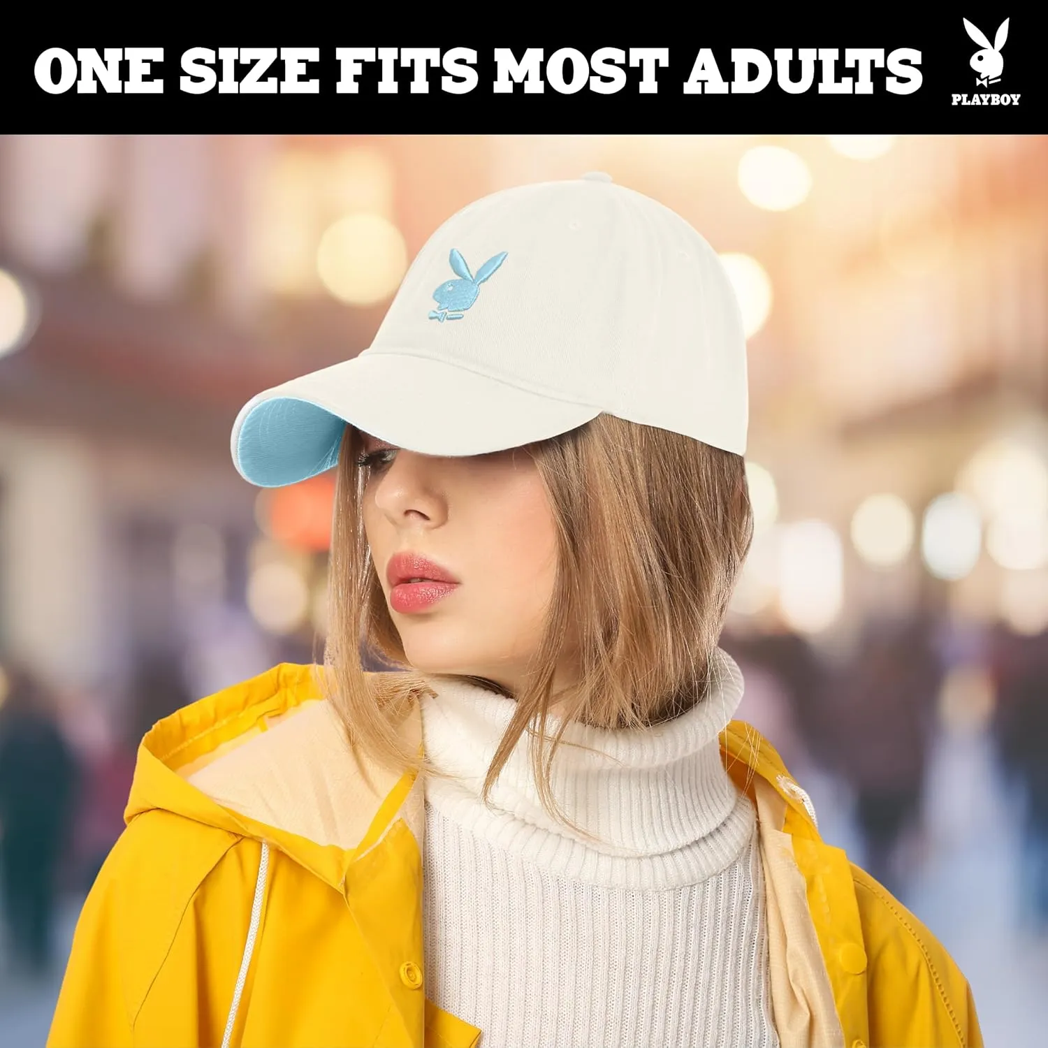 Concept One Playboy Dad Hat, Cotton Twill Adjustable Baseball Cap with Curved Brim