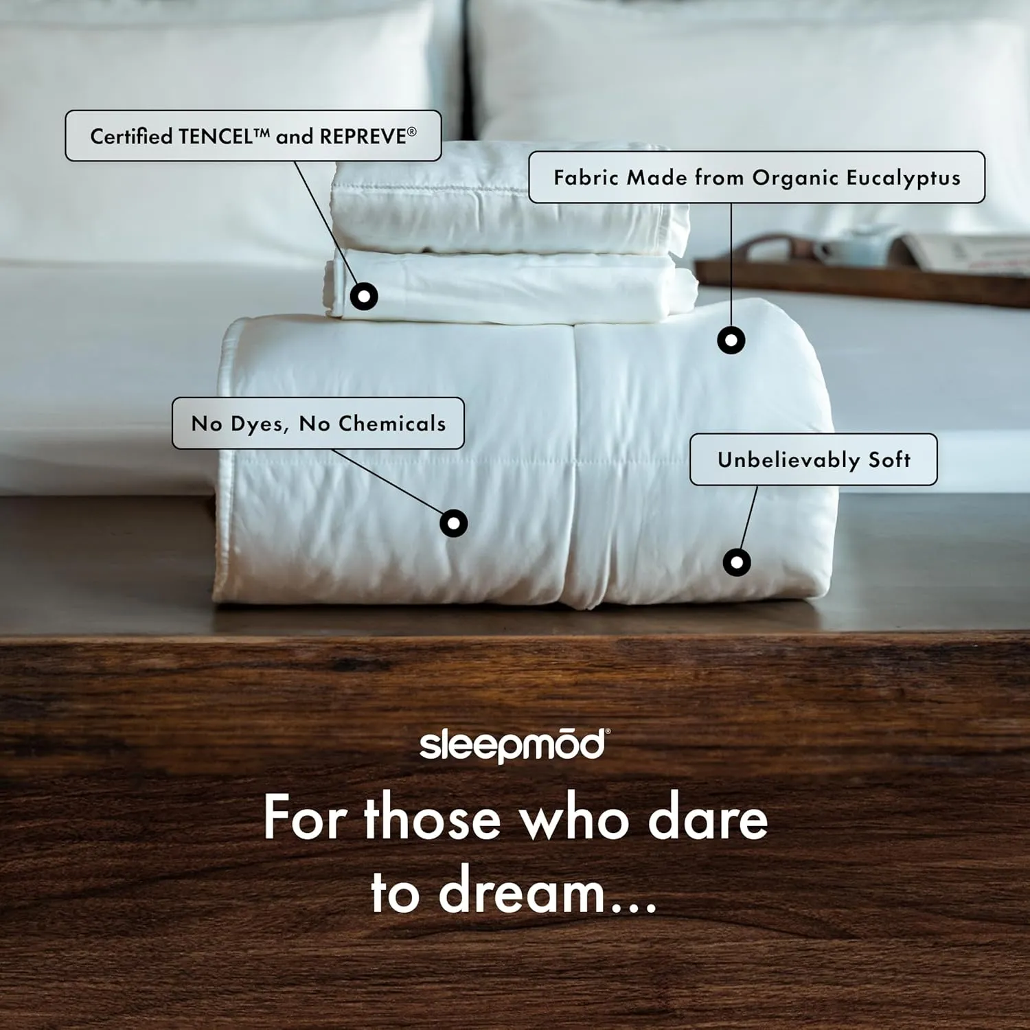 Cooling Comforter Set, Quilted Pillow Shams - Tencel Lyocell, Vegan Eucalyptus Silk, Cool Comforters for Hot Sleepers, Lightweight, Breathable, Down Alternative Comforter, White (King)