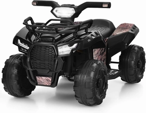 Costzon Kids ATV, 6V Battery Powered Electric Vehicle Four Wheeler Quad w/Storage Basket, Headlight, Horn, Music, MP3 & USB, Toddler 4 Wheeler Ride on Car Toy for Boys Girls 18-36 Months (Black Camo)