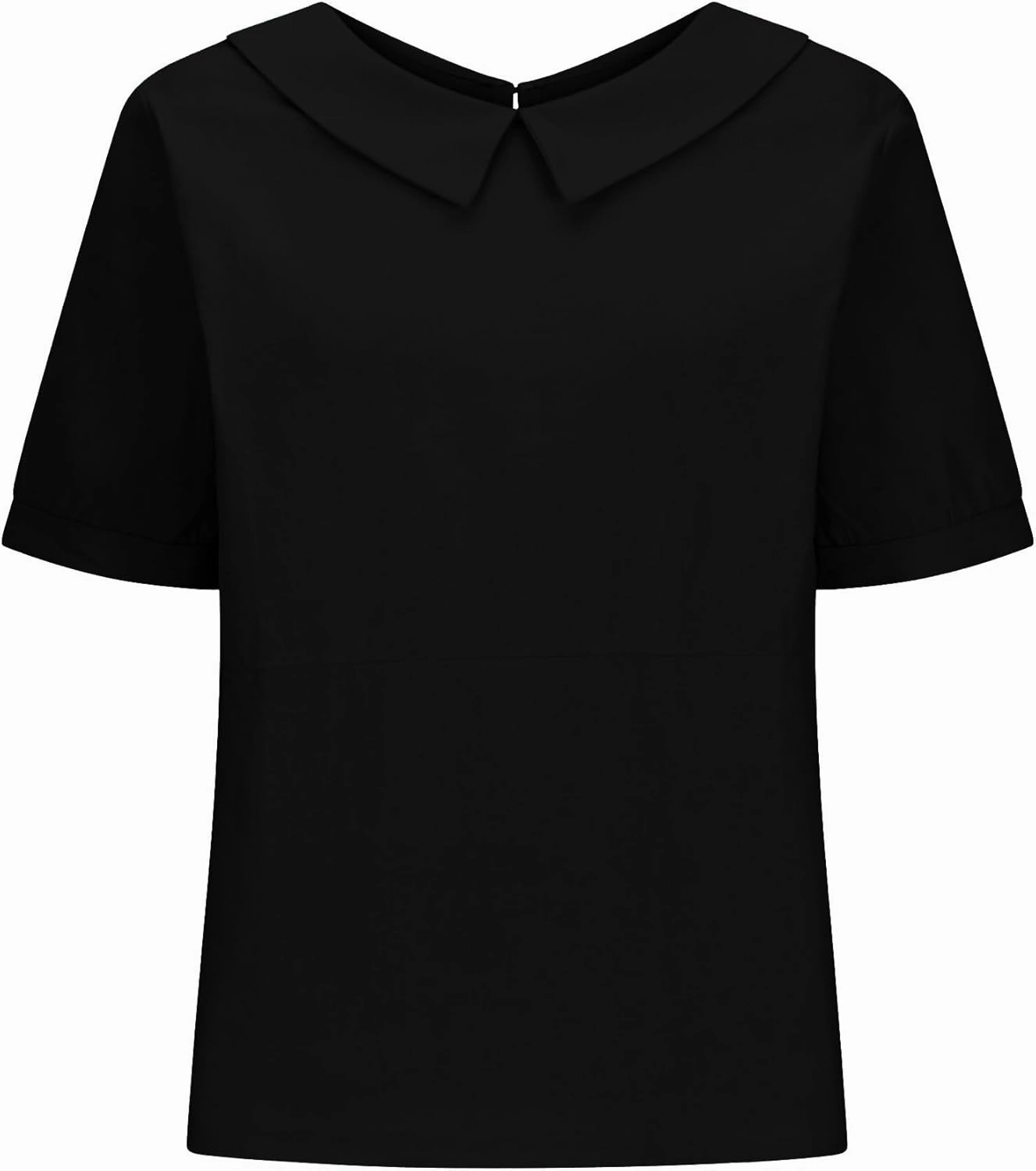 Cotton Linen Shirts for Women Summer Casual Short Sleeve T Shirt Comfy Loose Women's Lapel Pullover Tops