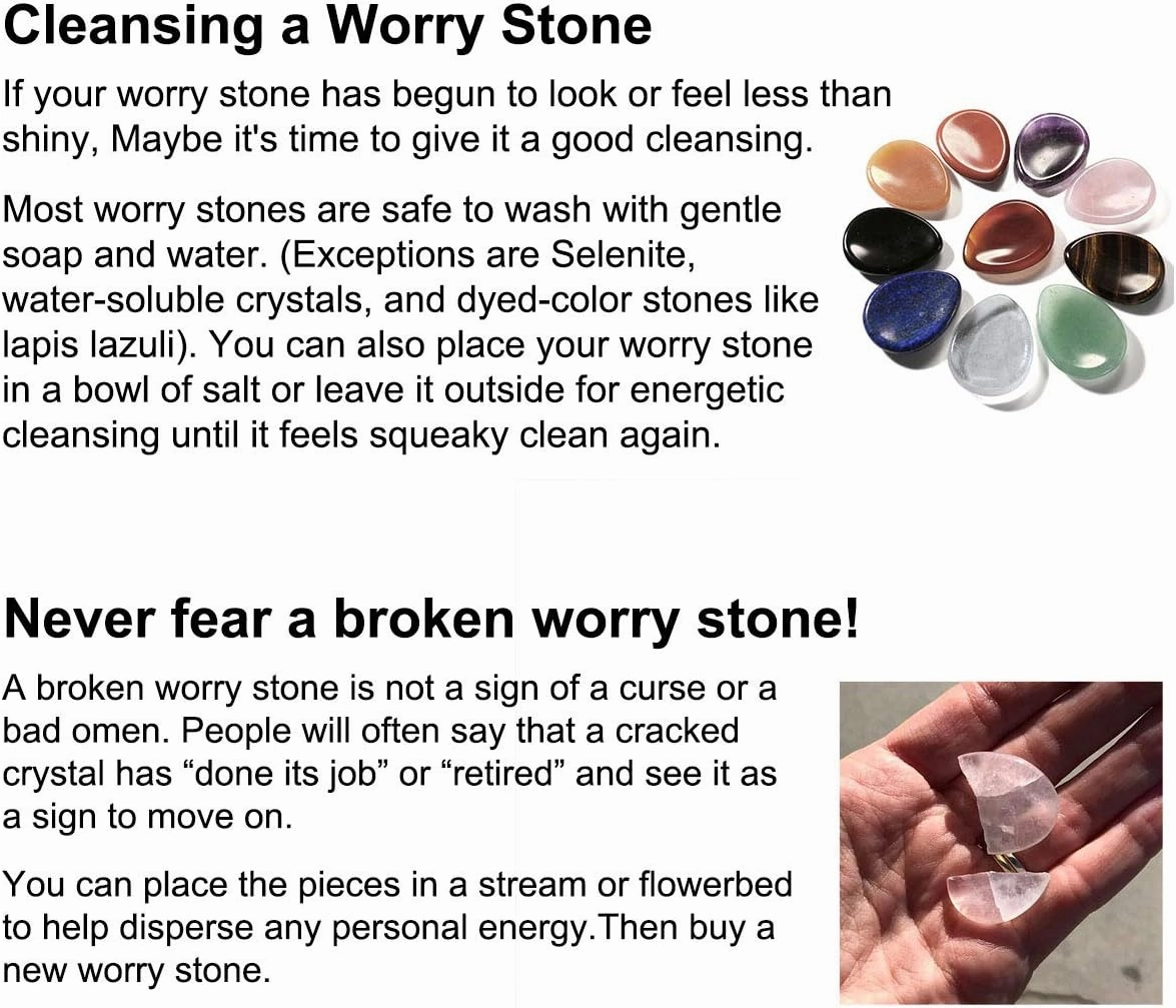 CrystalTears 4 PCS Thumb Worry Stone-Amethyst Rose Quartz Lapis Lazuli Tiger's Eye Healing Crystal Pocket Palm Stone