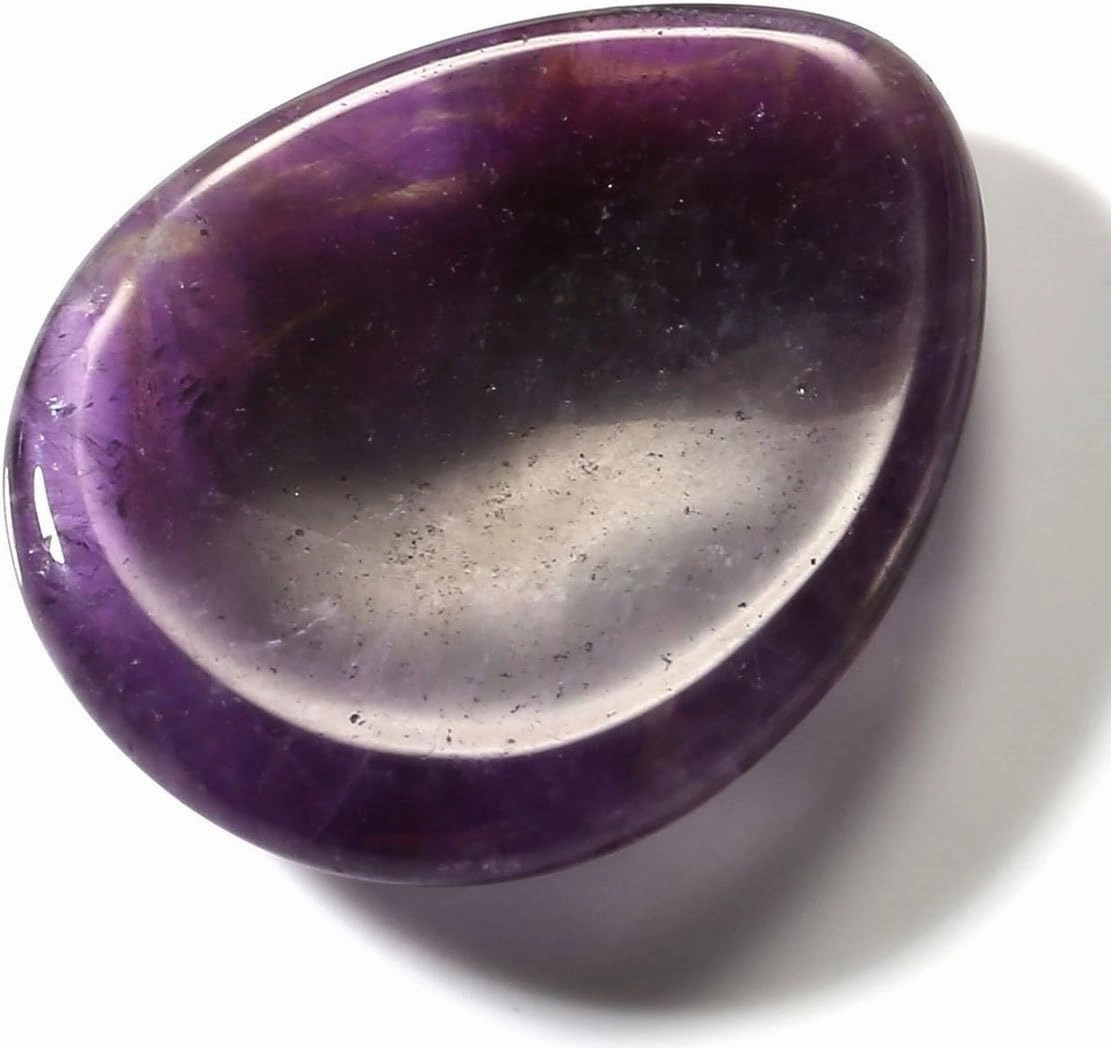 CrystalTears 4 PCS Thumb Worry Stone-Amethyst Rose Quartz Lapis Lazuli Tiger's Eye Healing Crystal Pocket Palm Stone