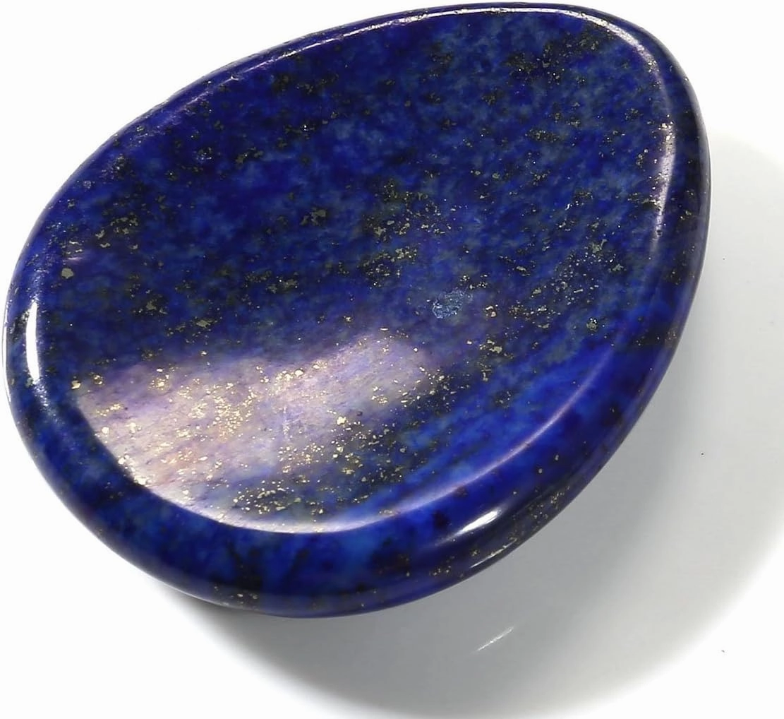 CrystalTears 4 PCS Thumb Worry Stone-Amethyst Rose Quartz Lapis Lazuli Tiger's Eye Healing Crystal Pocket Palm Stone