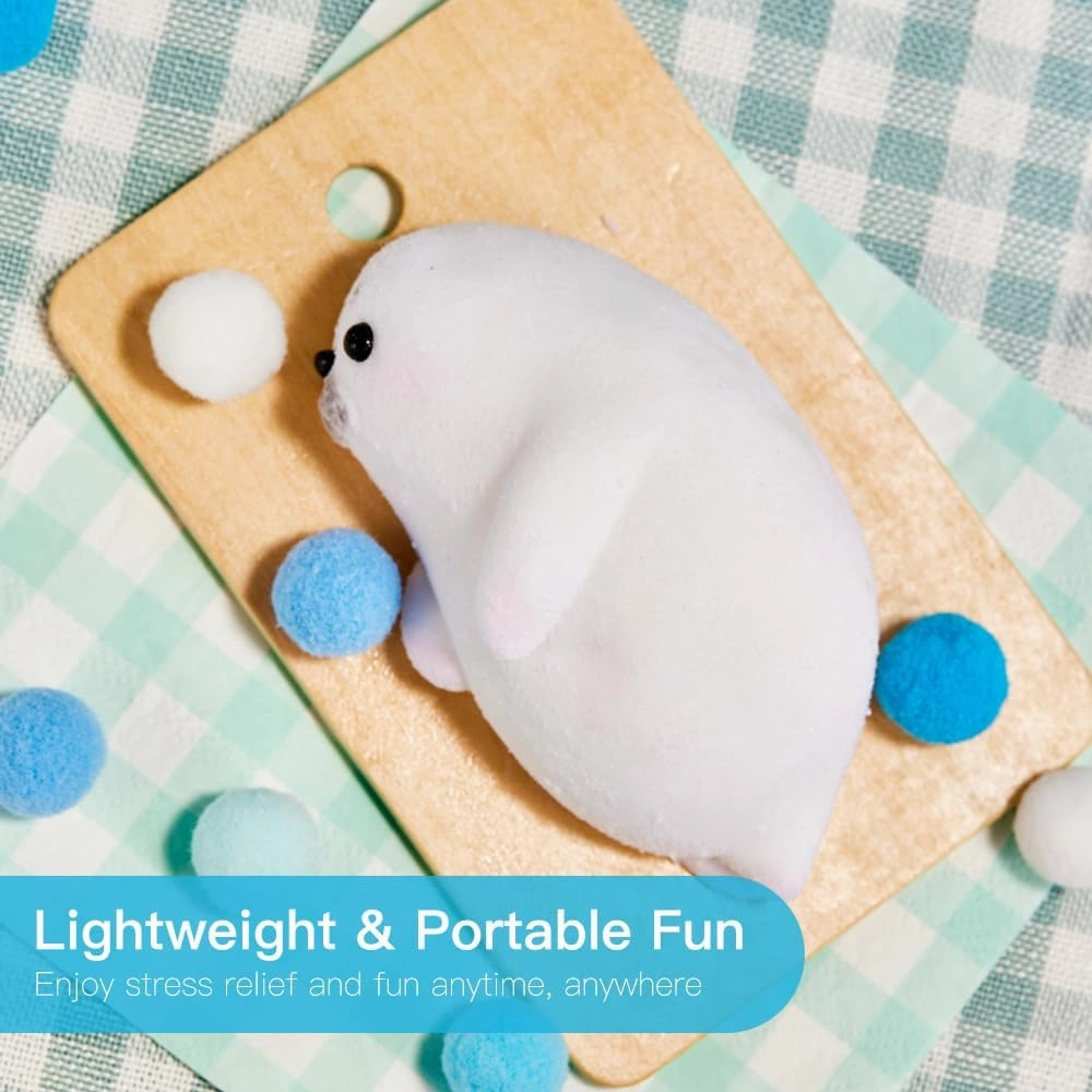 Cute Animals Taba Squishy Toys for Kids & Adults – Kawaii Stress Relief Fidget Sensory Toys, Soft Silicone Squeeze Gifts for Children, Teens, and Adults (Seal)
