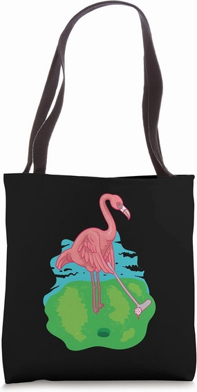 Cute Pink Flamingo Playing Golf | Funny Bird Golfer Fan Gift Tote Bag