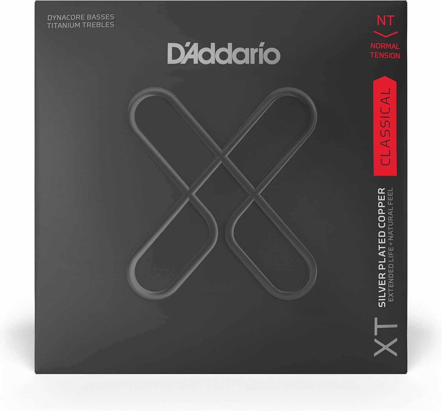 D'Addario Guitar Strings - XT Coated Classical Guitar Strings - XTC45TT - Silver Plated Copper, XT Dynacore, Titanium Trebles - Normal Tension