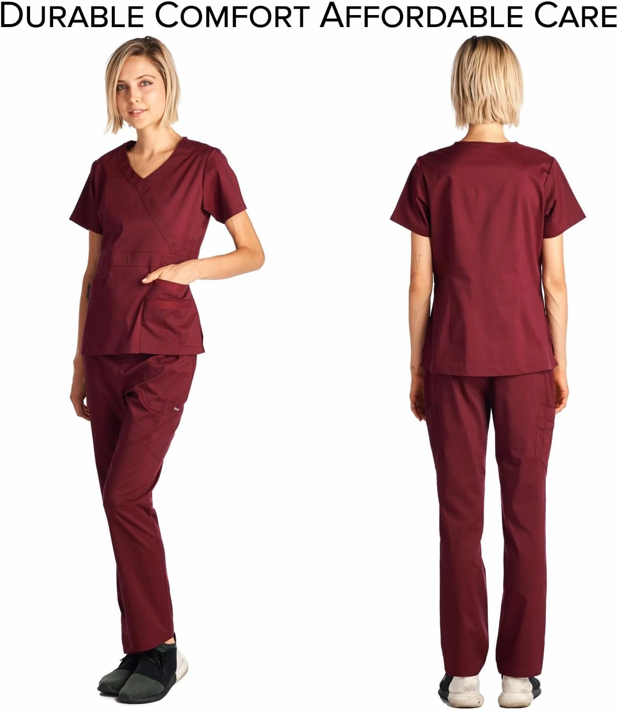 Dagacci Medical Uniform Women's Scrub Set Stretch and Soft Y-Neck Top and Pants