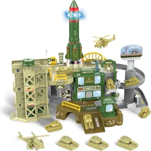 deAO Military Toy Set Army Toys with Light and Sound Army Vehicles, Helicopter, Army Military Combat Toys Vehicle Set - Military Toys Birthday Gift for Kids Boys Girls