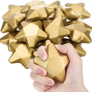 Deekin 24 Pcs 3.1 Inch Star Stress Ball Stress Relief Balls Foam Stars for Adults Student Prizes Bag Fillers Fun Birthday Party Favors(Gold)