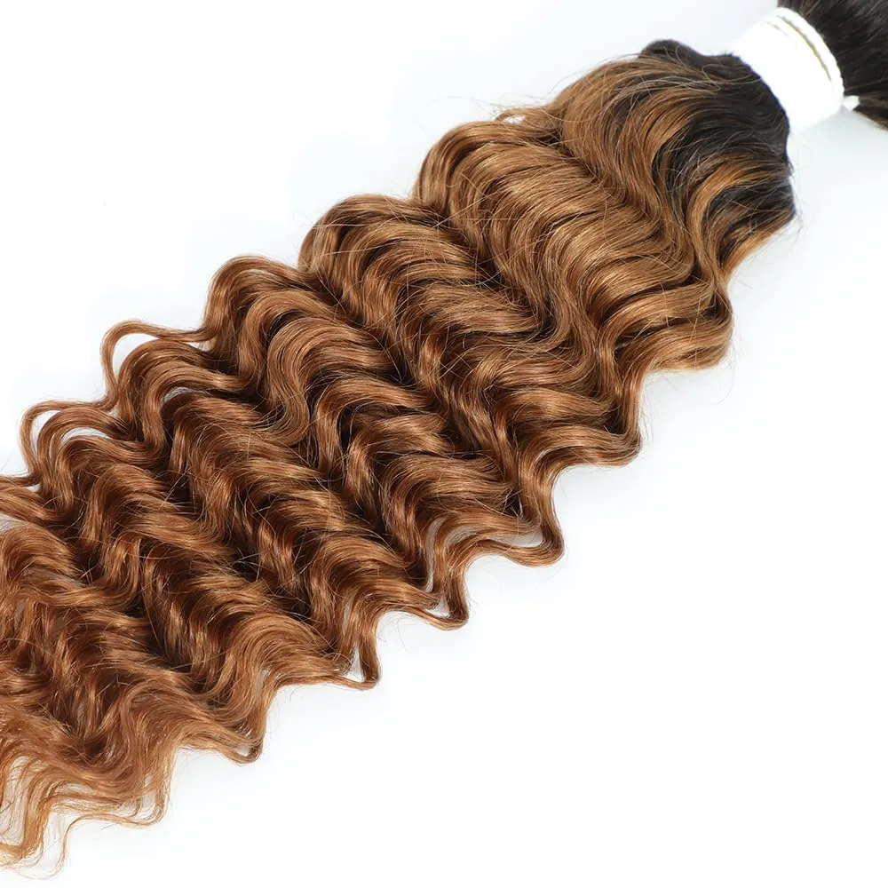 Deep Wave Human Hair Bundle Ombre Brown 100% Brazilian Virgin Human Hair Bundle Curly Weave Hair Extension One Bundle 95g/PCS