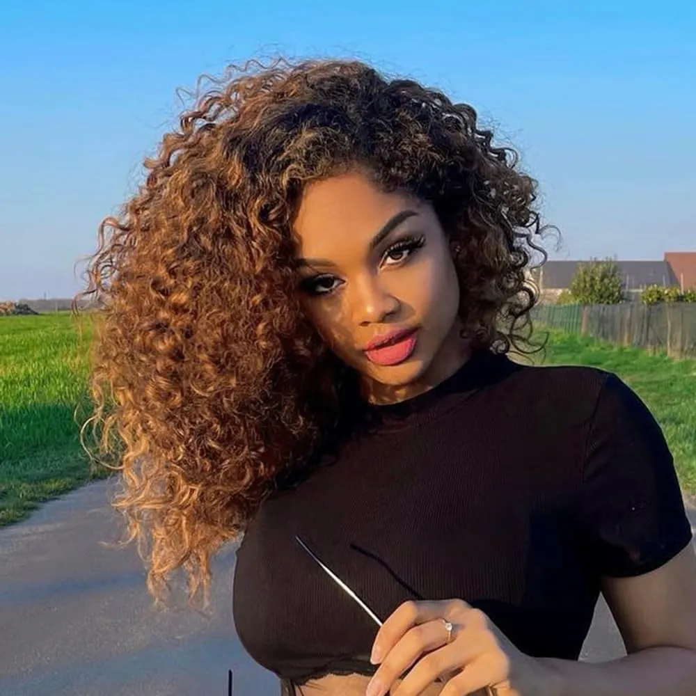 Deep Wave Human Hair Bundle Ombre Brown 100% Brazilian Virgin Human Hair Bundle Curly Weave Hair Extension One Bundle 95g/PCS