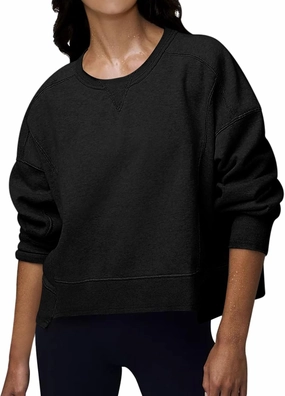 DEEP SELF Womens Crew Neck Sweatshirts Crop Fall Long Sleeve Casual Pullover Tops Loose Sweatshirts