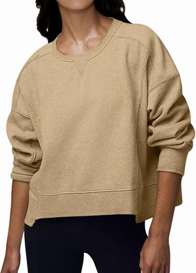 DEEP SELF Womens Crew Neck Sweatshirts Crop Fall Long Sleeve Casual Pullover Tops Loose Sweatshirts